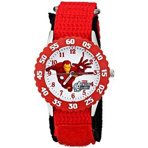 Marvel Kids' Bezel Stainless Steel Time Teacher Analog Nylon Strap Watch