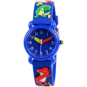 Venhoo Kids Watches 3D Cartoon Cartoon Cartoon Pracking Silicone Children Watches For Boys Little Child Blue Dinosaur