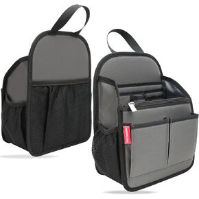 Wider Rugged Backpack Organizer Insert for Men Women Travel Work - 19 Pockets, Padded Nylon, Handle - Large,Gray