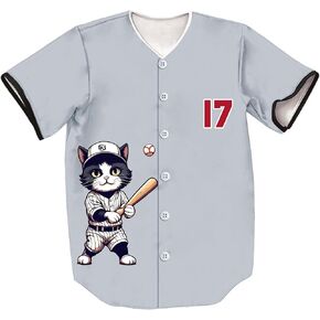Unisex Retro Cute Baseball-Cat 17 Baseball Jersey