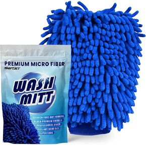 Ultra Plush Microfiber Car Wash Mitt - Scratch-Free, Lint-Free, Extra Absorbent, Machine Washable - Detailing Chenille Cleaning Mitt Perfect for Cars, Trucks, Motorcycles, and Household Surfaces