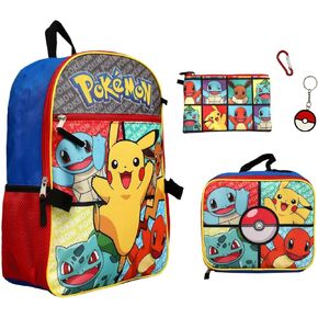 BioWorld Pokemon 5 قطع الظهر مجموعة الإمداد CASE سلسلة مفاتيح القلادة Kids School School Propack Propack