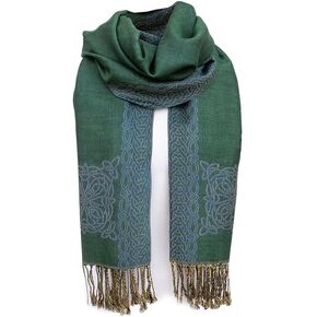 Celtic Rita Trinity Knot Scarf for Women, Green/Blue Celtic Knot Design Made in Ireland Celtic Gift