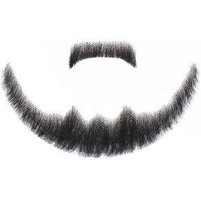 Parceria Fake Mustache, Comfortable and Skin Friendly Human Hair Fake Beard, Realistic Costume Facial Hair for Men