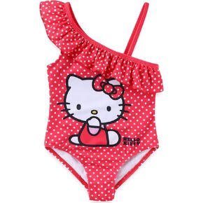 Hello Kitty Sanrio Girls UPF 50+ One Piece Bathing Suit for Big Kids