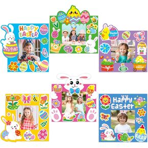 Mounmda 30 Pack Easter Photo Photo Frame Kits for Kids DIY Bunny Picture Frame Kits Easter Day Classroom Decoration DIY Craft Party Activit