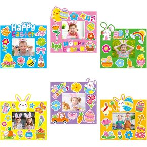 TENDFINE 30 Pack Easter Egg Photo Frame Craft Kits for Kids - Easter Bunny Picture Frame Craft Kits - Spring Easter Party Decoration Classroom Activity