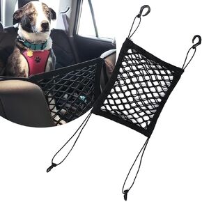 1 PC Car Rear Seat Partition Storage Net, 10.2" x 11.4" Double Layer Coarse Mesh Front Seat Gap Installation Isolation Net, Modification Accessories, Suitable for Most Models (Black)
