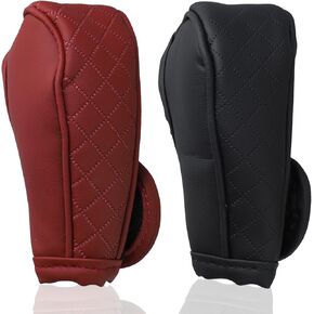 2 PCS Gear Shift Knob Cover ، Universal Funda Palanca de Cambios ، تصميم ناعم غير قابل للانزلاق ، مناسب للسيارات والشاحنات وسيارات الدفع الرباعي (Black + Wine Red)