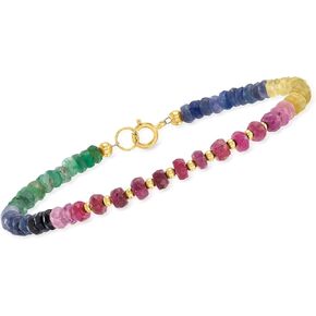 Canaria 18.00 ct. t.w. Multicolored Sapphire and 4.40 ct. t.w. Ruby Bead Bracelet in 10kt Yellow Gold