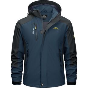 TACVASEN Mens Rain Coats Casual Waterproof with Hood Jackets Lightweight Zipper Pocket for Running Hiking Climbing