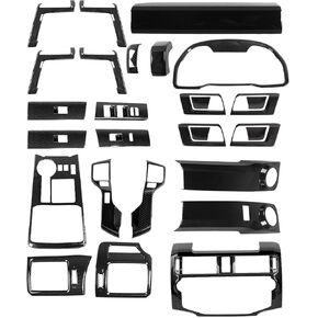 JWWY Interior Trim Kit Auto Interior Dress-Up Kit Decor Set Center Console Gear Shift Dashboard Panel Cover Trim for 2020-2023 Toyota 4runner Interior Accessories, ABS Matt Black 28pcs