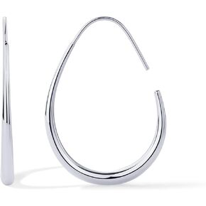 PAVOI 14K Gold Plated 925 Sterling Silver Post Lightweight Teardrop Hoop Earrings for Women | Large Oval Pull-Through Statement Earrings