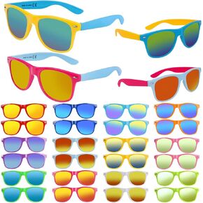 24 Pack Sunglasses Bulk - 12 نظارة شمس نيون مع حماية UV400 ، هدية رائعة للمسبح ، الشاطئ ، عيد ميلاد ، حشو حقيبة Goody ، ألعاب الحفلات ، لوازم الحفلات في الهواء الطلق للأطفال ، المراهقين ، البالغين