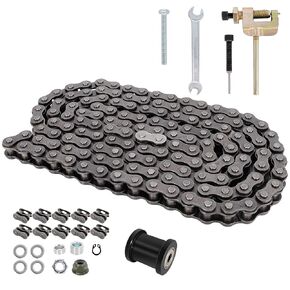 RUTU #35 Alloy Steel Chain 140 Links with Adjustable Tensioner Chain Breaker Kit Fit Coleman CT100U CC100X Baja DB30 Motovox MBX10 MBX11 Mega Moto MM-B80 Predator 79cc-212cc Mini Bikes Go Karts
