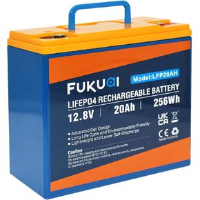 بطارية Fukuai 12V 7.2Ah Lithium LiFePO4 ذات الدورة العميقة، أكثر من 2000 دورة بطارية قابلة للشحن مدمجة BMS، بطارية ليثيوم فوسفات الحديد للطاقة الشمسية/طاقة الرياح، UPS، الدراجات البخارية، مكتشف الأسماك، عجلات الطاقة