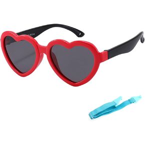 Kursan Kids Heart على شكل قلب مستقطب من الفتيات الفتيات ، إطار المطاط المرن TPEE مناسب للأطفال من العمر 3-8