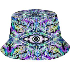 Psychedelic Trippy Rave Bucket Hats for Women Men Packable Outdoor Travel Beach Sun Hat Rave Festival Outfits Accessories for Women