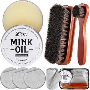 8 Pcs Mink Oil for Leather Shoes Boots 3.5 oz Leather Conditioner and Cleaner with Travel Bag Soften for Boots and Shoes Care(Style C)