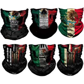 6pcs العنق المكسيكي الوجه الوجه الرجال نساء سلس باندانا باندانا جمجمة الوجه تغطية وشاح