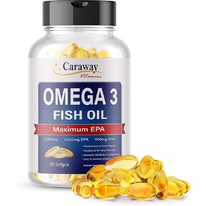 Omega 3 Fish Oil 2,000mg- Pharmaceutical Grade. 1000mg EPA 500mg DHA. Burpless Capsules with No Fishy Aftertaste. All Natural, Organic, Non GMO, Gluten Free for Men & Women.