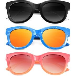 NSSIW Kids Polarized-Sunglasses Boys-Girls Sunglasses: Toddler Sun Glasses with UV Protection for Youth Child 3Pack Age 3-12