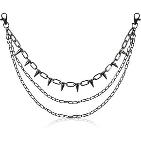 Ouligay Black Pocket Chain Hip Hop Pants Chain Wallet Chains for Women and Men, Fashionable Belt Chain with Lobster Clasps, 3 Layer Jean Chains for Men and Women, Perfect for Punk and Gothic Styles