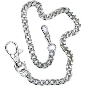 Pocket Watch Chain Albert Chain Silver Color Brass Curb Link Chain with Large Lobster Clasp and Swivel Clasp FC03