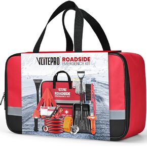 Roadside Emergency Car Kit for Vehicles, Car First Aid Kit Emergency Kit with Jumper Cables, Snow Shovel, Tow Strap, Car Safety Kits, Road Trip Assistance for Men, Women, New Driver Gifts