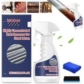 Heavy-Duty Metal Rust Remover,Powerful Rust Removal for Metal,Rust Stain Remover Heavy Duty,Anti-Rust Converter Spray,Stainless Steel Rust Remover,Multipurpose Rust Remover Spray for Metal (120ml)