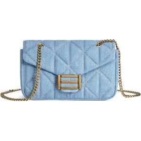 Missnine Evening Denim Purse Quilted Small Crossbody Bag for Women, Trendy Jean Shoulder Handbag with Chain Strap