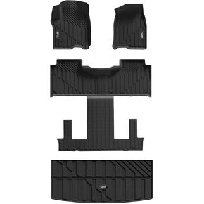 3W Floor Hats & Cargo Liner FIT لعام 2021 2022 2023 2024 2025 Chevy Tahoe/GMC Yukon/Cadillac Escalade 7 ، TPE All Weather Custom Care Car Excessories Rubber Hight Duty Cull Stt STER STANT