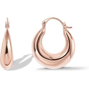 PAVOI 14K Gold Plated Sterling Silver Posts Oval Chunky Hoop Earrings for Women - Trendy Statement Thick Gold Hoops - Lightweight Dangle Earrings