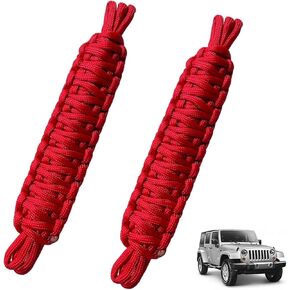 Pack-2 Car Door Limit Straps, Heavy-Duty Paracord Hand-Woven Straps Locator, Tensile Resistant Door Swing Limiter, Swing Door Check Limiter, for Jeep Wrangler CJ YJ TJ JK JKU JL (Black)