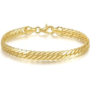 14K Gold Bracelets for Women & Men’s Bracelet Dense Cuban Gold Chain Bracelet for Women Bold Bracelets Non Tarnish Presents (6.5, 7, 7.5, 8, 9 in)