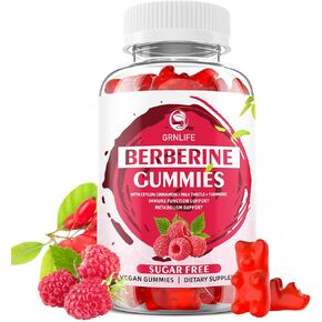 بربريرين غموض مع سيلان القرفة 1500mg مكملات HCL عالية الفاعلية لدعم المناعة والتمثيل الغذائي ، نكهة الفراولة العضوية الخالية من السكر - 60 COUNT