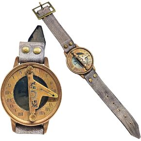 Vintage Antique Steampunk Wrist Brass Compass & Sundial Watch Type Sundial Compass 1.5 inches