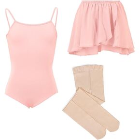 Camisole Leotard Outfit with Leotard, Skirt, Tights for Toddlers/Little Girls/Young Girls