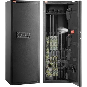 VEVOR Gun Safe, 8-10 Rifle Safes with Quick Access Digital Keypad, Anti-Theft Design Locking Gun Cabinet, Easy to Install, Tall Home Security Safe with Removable Shelf for Rifles Shotguns Pistols