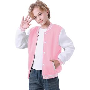 babyhealthy Kids Boys Varsity Jacket Baseball Jacket Casual Sport Cardigan Sweatshirt Youth 2-13 Year