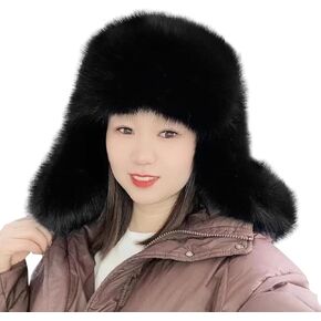 ITODA Winter Faux Fur Fur Hat Furry Purry Windprack Warm Ushanka Russian Trooper Hat التزلج على الصيد قبعة المشي لمسافات طويلة مع رفرف الأذن