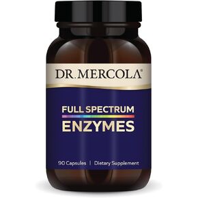 Dr. Mercola Full Spectrum Enzymes - 22 Different Enzymes - Supports Digestive & Immune Health - Helps Digest Carbohydrates, Fats, Proteins & Fiber - Non-GMO, Gluten-Free & Soy-Free - 90 Capsules