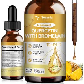 Liposomal Quercetin with Bromelain Liquid Drops - High Absorption Quercetin 1000mg & Bromelain 500mg Plus Elderberry,Vitamin C,Zinc for Immune & Antioxidant & Heart & Bone Support- 2 Fl Oz