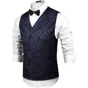 Coofandy Mens Vistorian Vest Steampunk بدلة مزدوجة الصدر سترة رفيعة نائمة الدبعة بيزلي