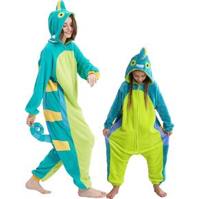 DarkCom Kids Animal Onesie,Women and Mens Cosplay Chameleon Onesie Halloween Costume Christmas Pajamas Sleepwear
