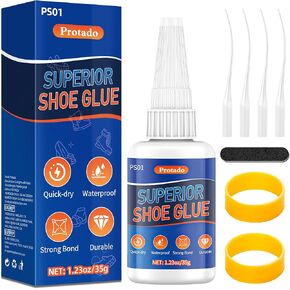 Shoe Glue 35g, Clear Super Glue for Shoe Repair with Anti-Clog Cap, Quick Dry Waterproof Professional Grade Adhesive