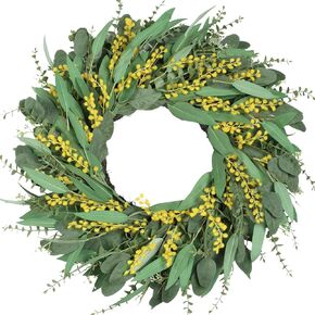 26 Inchs Large Summer Spring Wreaths for Front Door, Artificial Greenery Eucalyptus Wreath with White Berry, Easter Wreaths for Front Door, Outdoor Green Wreath Farmhouse Porch Home All Season Decor