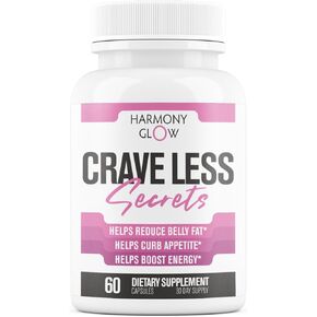 Crave Less: Secrets | NEW FORMULA Max Strength Appetite Suppressant Weight Loss Pills for Women | Belly Fat Burner, Carb Blocker, Energy Booster | 7 Ultra Ingredients for Fast Results - 60 Capsules