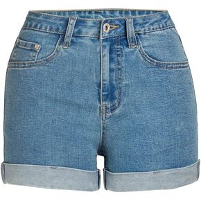 COMLIFE Women's Summer Holes Shorts Irregular Denim Shorts Tassels Denim Pants Mid Waisted Shorts