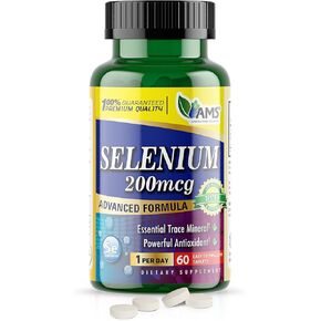 America Medic & Science Selenium 200 mcg (1 Pack of 60 Tablets) Pure Dietary Supplement for Men and Women, Essential Trace Mineral and Powerful Antioxidant Best for Immune Support and Thyroid Health